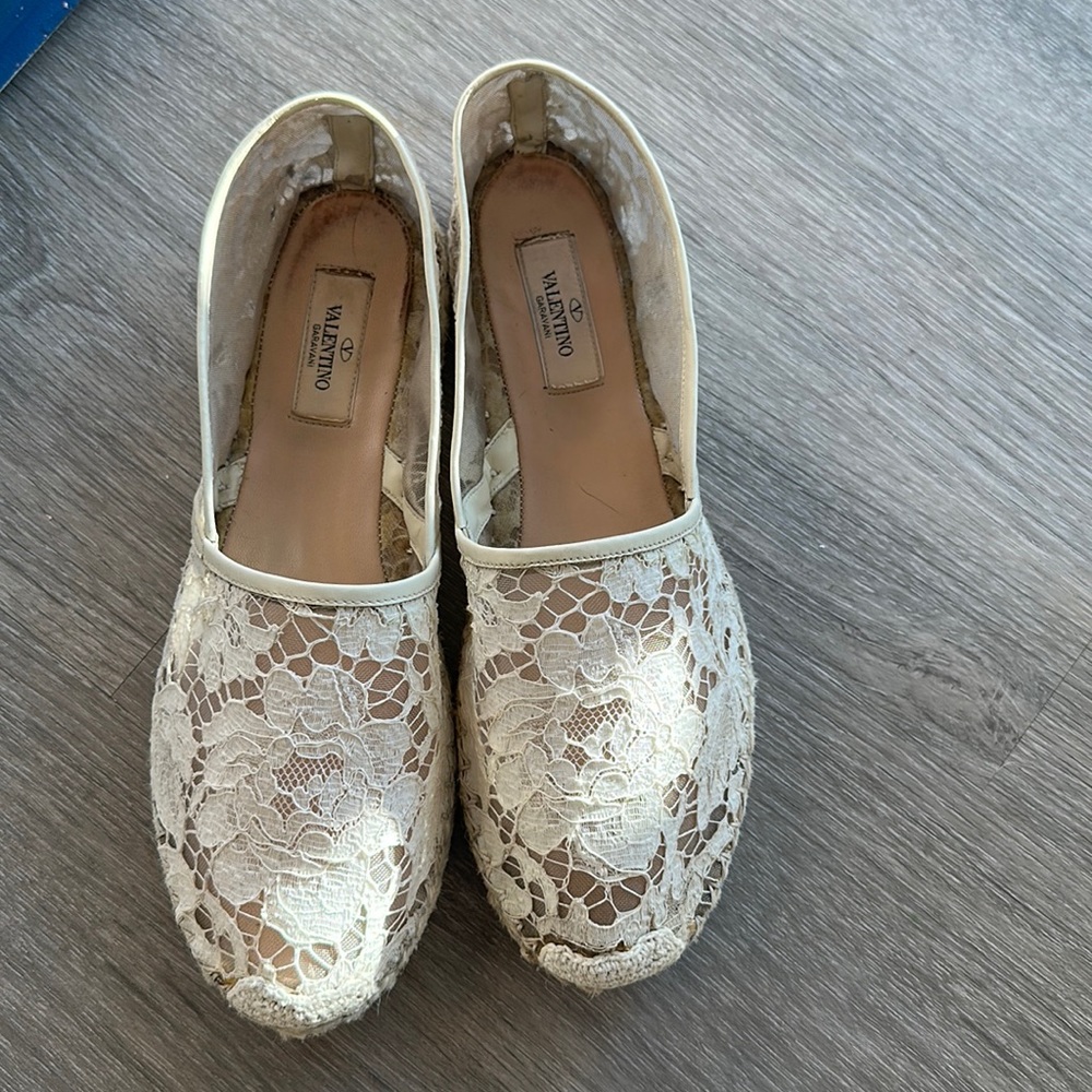 Valentino white lace espadrilles size 11 women